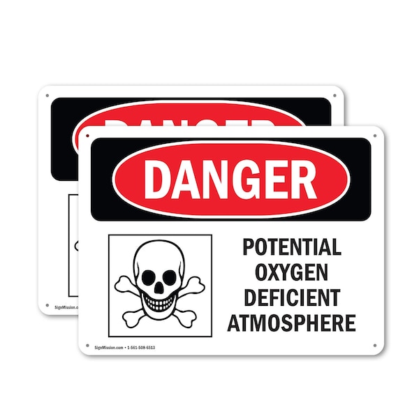 Signmission Potential Oxygen Deficient Atmosphere, 10 in W x Rectangle, Plastic OS-2PACK-DS-P-710-L-1812 - main